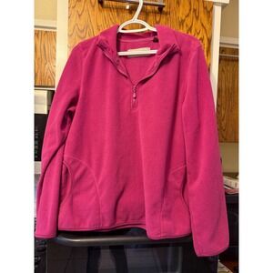 Bit & Bridle Womens XL Pink‎ Fleece Quarter Zip Pullover Sweater with Pockets